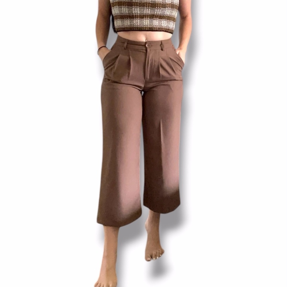 Princess Polly High Waisted Wide Leg Brown Tailored Trouser Pants Womens Size 4